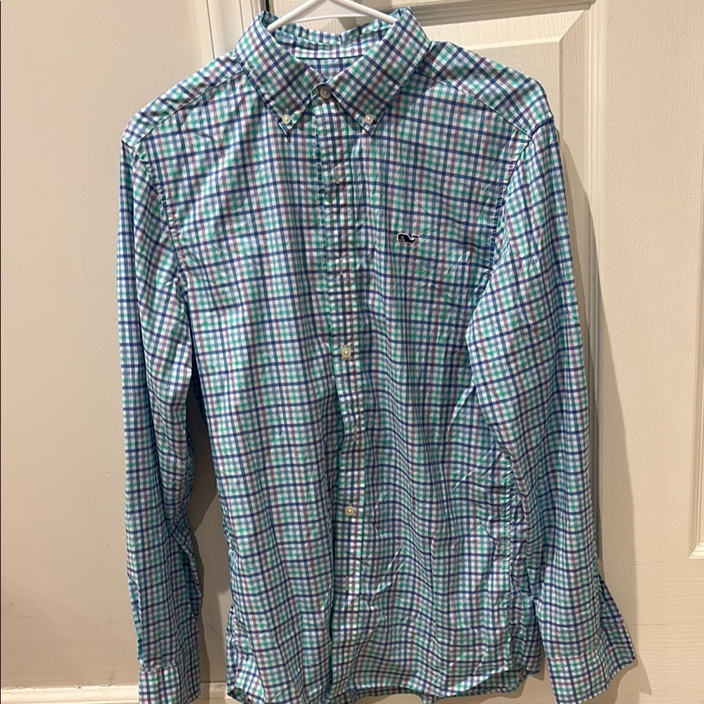 Vineyard Vines Blue and Green Casual Button Down Shirt